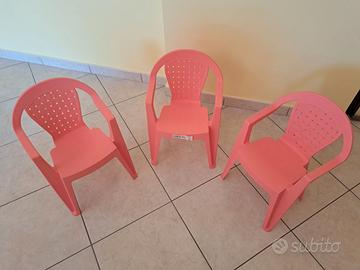 Tre sedie bambini nuove rosa corallo / salmone