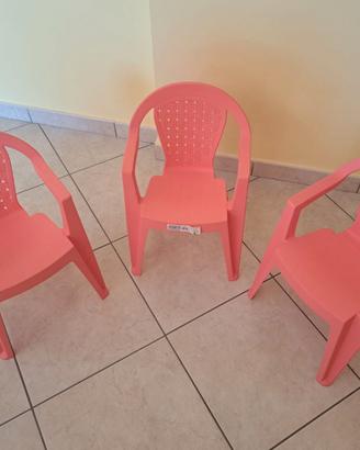 Tre sedie bambini nuove rosa corallo / salmone