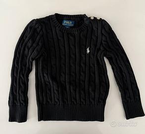 Maglioncino Ralph Lauren  a trecce Nero tg 4 anni