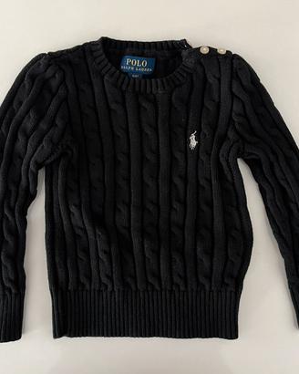 Maglioncino Ralph Lauren  a trecce Nero tg 4 anni