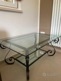 Tavolo vetro e ferro battuto
