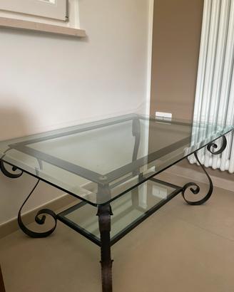 Tavolo vetro e ferro battuto