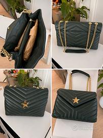 Borsa donna verde con catena dorata