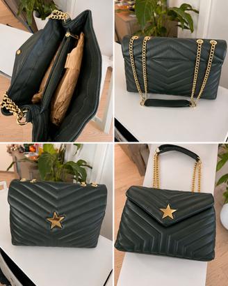 Borsa donna verde con catena dorata