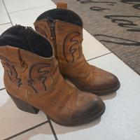 stivaletti texani in pelle e cuoio, numero 35