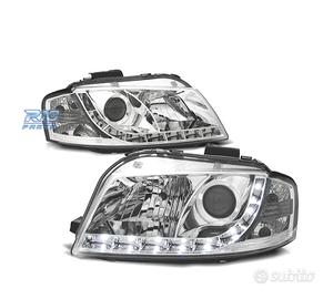 FARI AUDI A3 8P 03-08 LUCE DIURNA A LED FONDO CROM