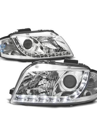 FARI AUDI A3 8P 03-08 LUCE DIURNA A LED FONDO CROM