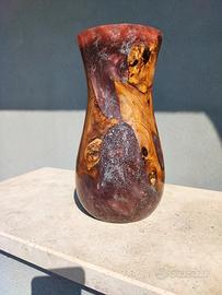 vaso legno olivo e resina