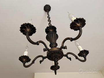 Lampadario in Bronzo + due Lumetti (ANTICO)