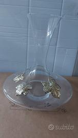 Decanter in vetro con foglie uva in argento