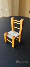 Sedia Miniatura Artigianale Legno e Seduta Intrecc