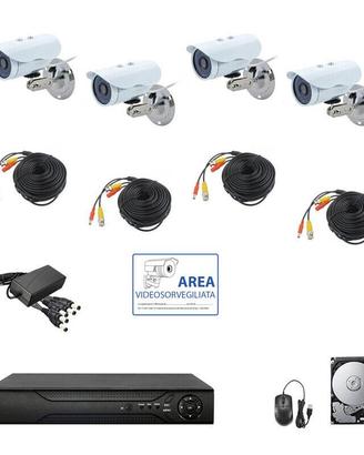 KIT VIDEOSORVEGLIANZA 4 TELECAMERE  HD 500 GB