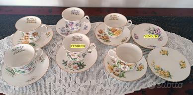 Tazze da tè vintage con piattino Staffordshire