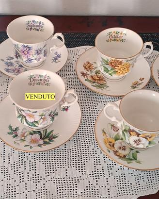 Tazze da tè vintage con piattino Staffordshire