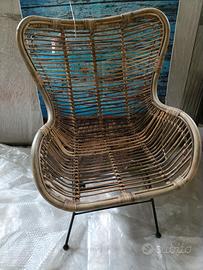 sedia poltrona Rattan NUOVA 70x76x90cm japandi CA'