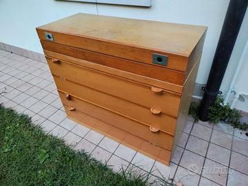 Cassettiera + scrivania color legno faggio