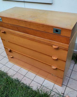 Cassettiera + scrivania color legno faggio