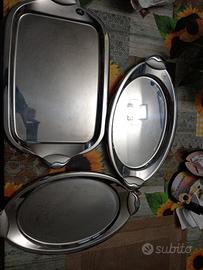 nr. 3 vassoi in acciaio inox graffi come da foto 