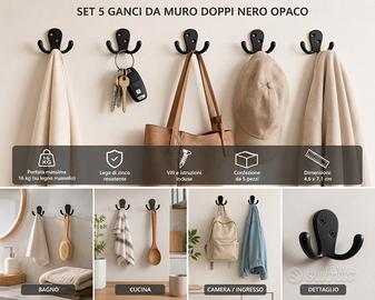 Set 5 Ganci da muro doppi