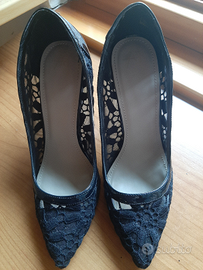 Scarpe pizzo tacco 10 nere numero 39