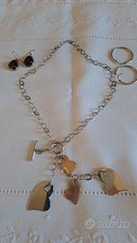 Collana acciaio più orecchini 