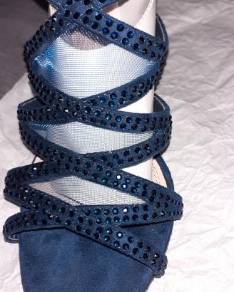 sandali nuovi, blu, n.41 tacco 11 cm