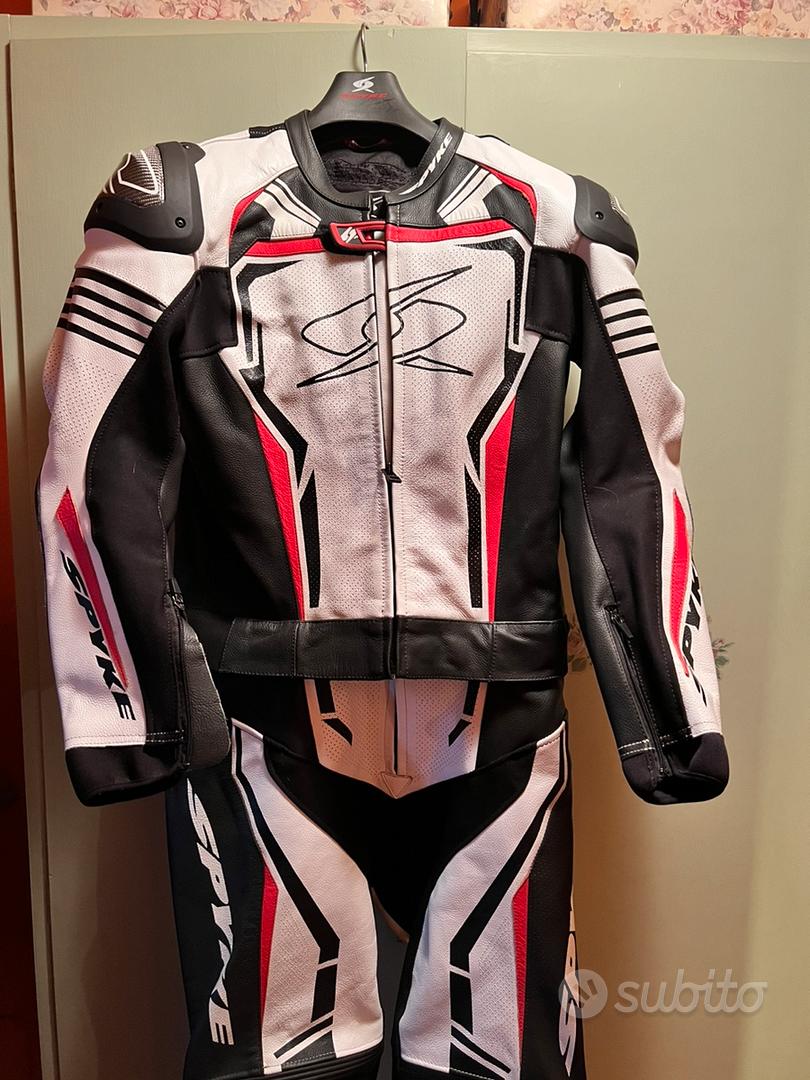 Tuta moto pelle divisibile Spyke ASSEN SPORT 2.0 Nero Bianco