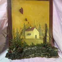 Quadretto natalizio, in legno, dipinto a mano.