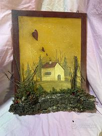 Quadretto natalizio, in legno, dipinto a mano.