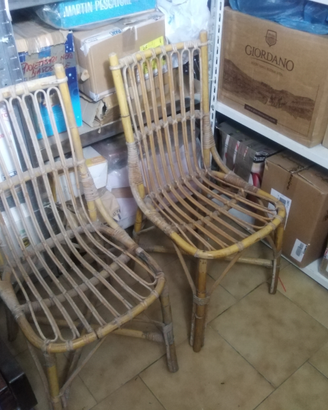 Coppia sedie in vimini vintage