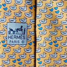 HERMÈS Cravatta 100% Seta|Ducks Pattern 1990s