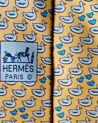 HERMÈS Cravatta 100% Seta|Ducks Pattern 1990s