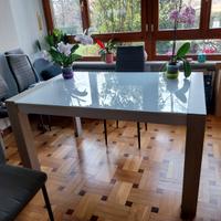 TAVOLO allungabile WOOD con vetro temperato