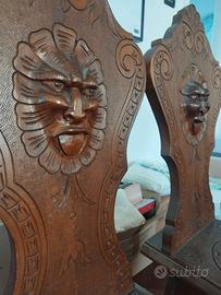 sedie antiche in legno intagliato 