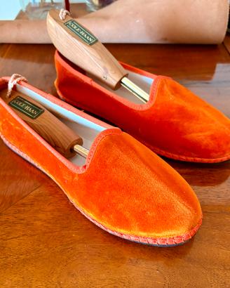 Friulane Scarpe Velluto Arancione Le Papù