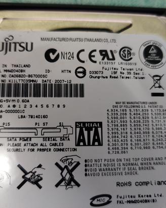 Hardisk Fujitsu 40GB Box USB SATA