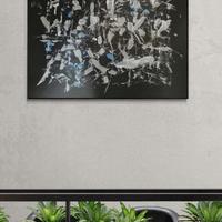 Quadro astratto dipinto moderno nero pezzo unico 