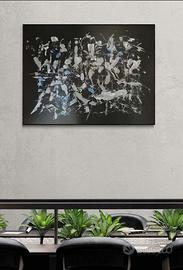 Quadro astratto dipinto moderno nero pezzo unico 