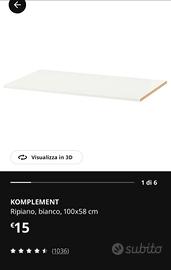 5 Mensole interne x Armadio ikea Pax Bianche