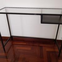 Tavolo scrivania porta PC Ikea vetro e metallo