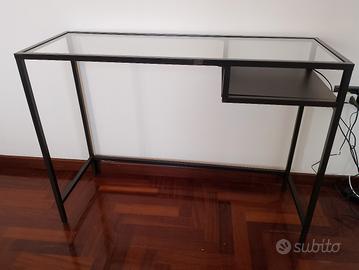 Tavolo scrivania porta PC Ikea vetro e metallo