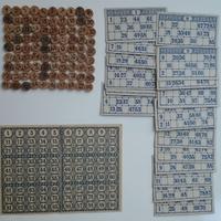 Tombola antica anni '50 numeri in legno completa