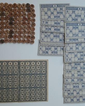 Tombola antica anni '50 numeri in legno completa