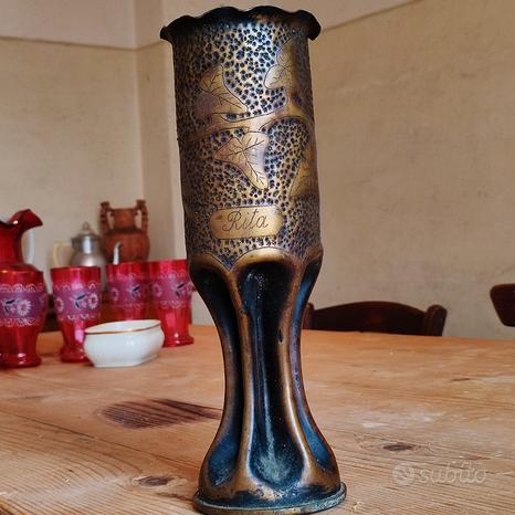 Bossolo CANNONE trasformato in VASO stile LIBERTY