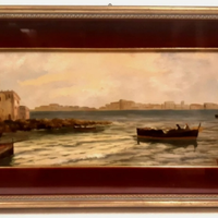 RENATO PRESCIUTTI Roma 1902 olio  MARINA BARCHE