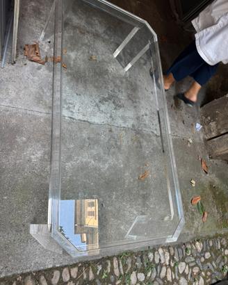 Tavolino da salotto in plexiglas e vetro