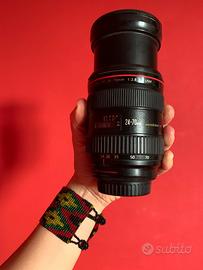 Obiettivo Canon EF 24-70 con paraluce e borsetta