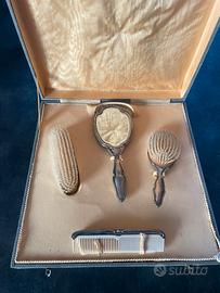 Set da toilette vintage in argento 800 completo