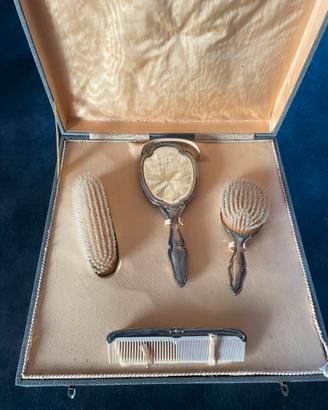 Set da toilette vintage in argento 800 completo
