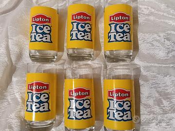 lotto di 6 Bicchieri Vintage Lipton Ice Tea 